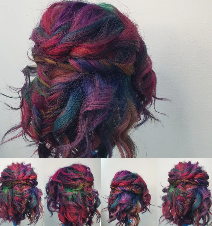 Multi-Color Coloration in Pink, Lila, Blau und Grün